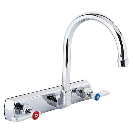 Bk Resources Optiflow Solid Body Faucet, 5" Gooseneck Spout, 8" O.C. Splash Mount BKF-8SM-5G-G